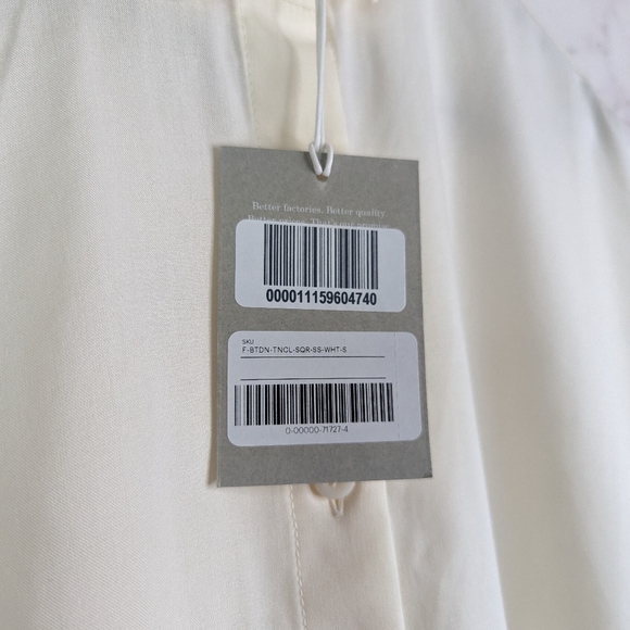 Everlane Button Up Shirt Short Sleeve Cream Sandstone Women Top Drapy Square - Picture 5 of 14